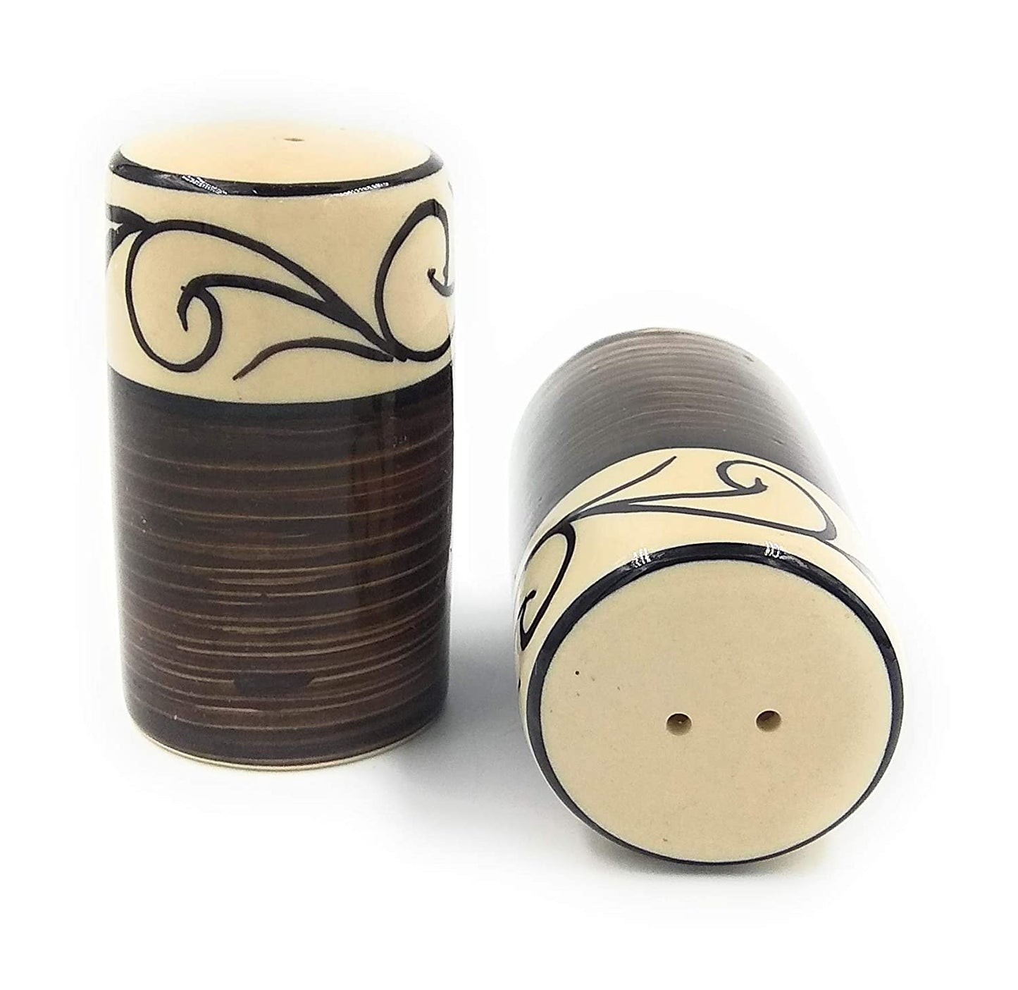 Ceramic Salt and Pepper Dispensers, Salt and Pepper Set - Handpainted, BR