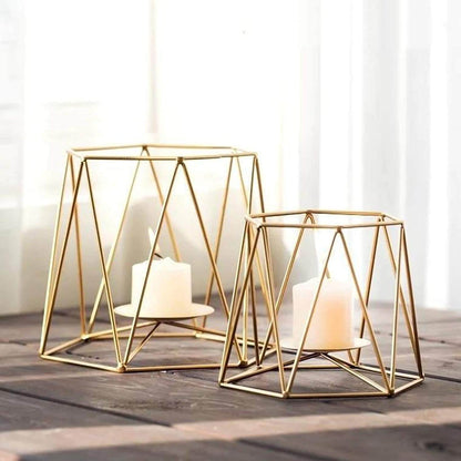 Gold Candle Holder for Decor Set of 2 - GEO