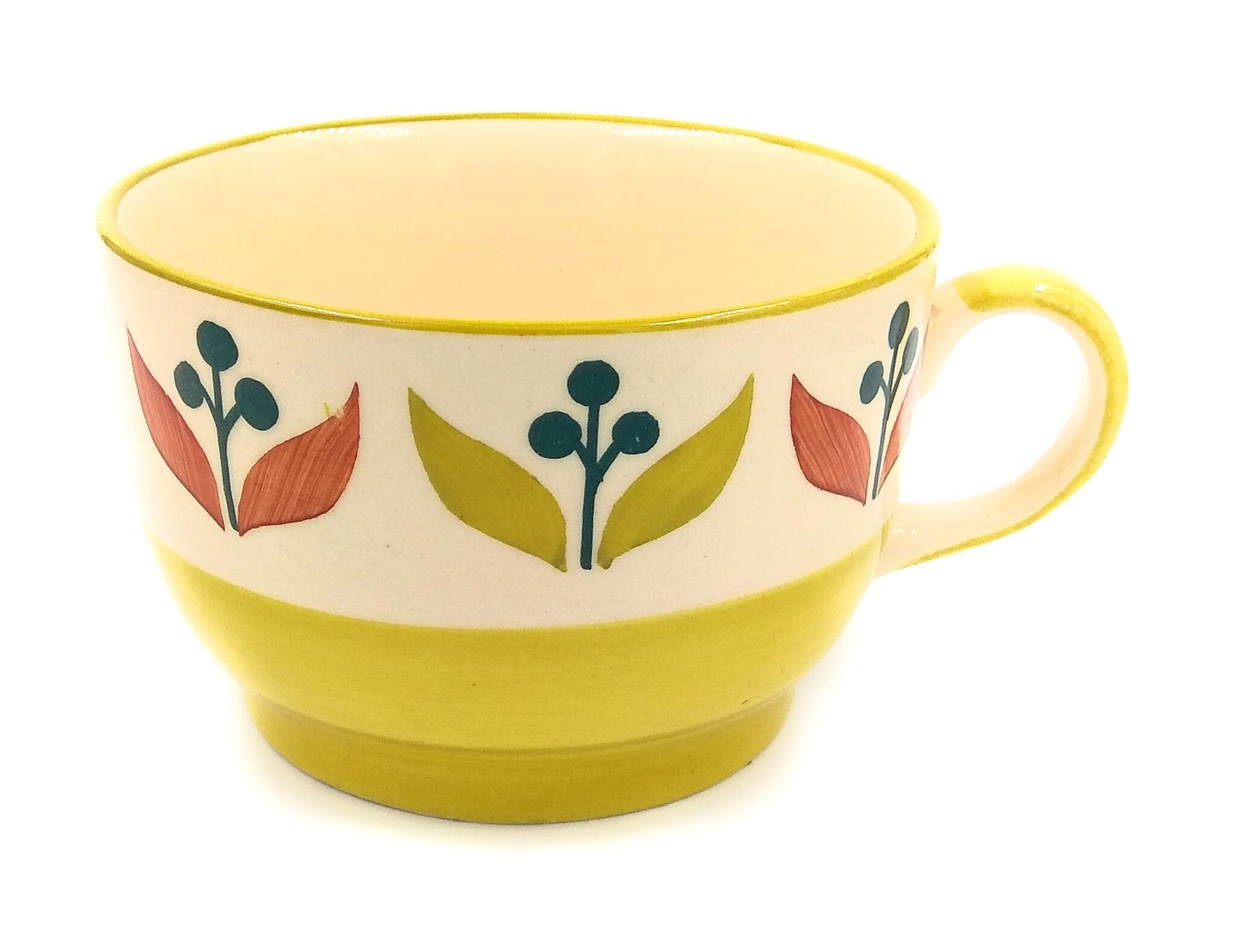 Ceramic Soup/Milk/Coffee Mug Cup (Yellow Floral)