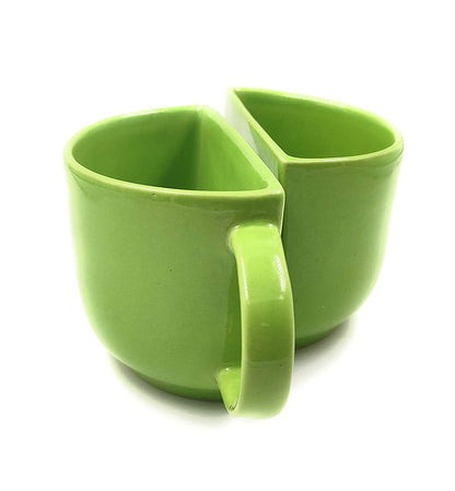 Unique Ceramic Coffee Mugs Cum Half Tea Cups (Set Of 2, Green)