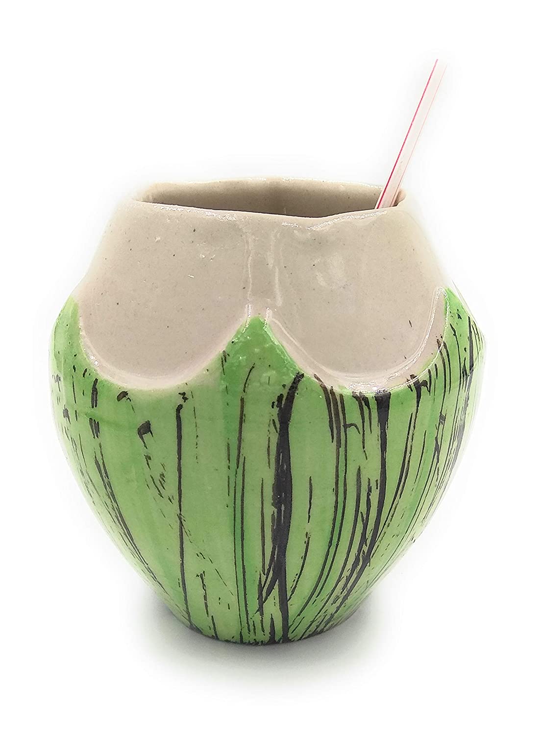 Ceramic Tumbler/Glass , Coconut Glass , Tropical Bar Cocktail Mug - Coconut