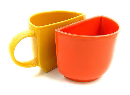 Unique Ceramic Coffee Mugs Cum Half Tea Cups (Set Of 2, Orange/Yellow)