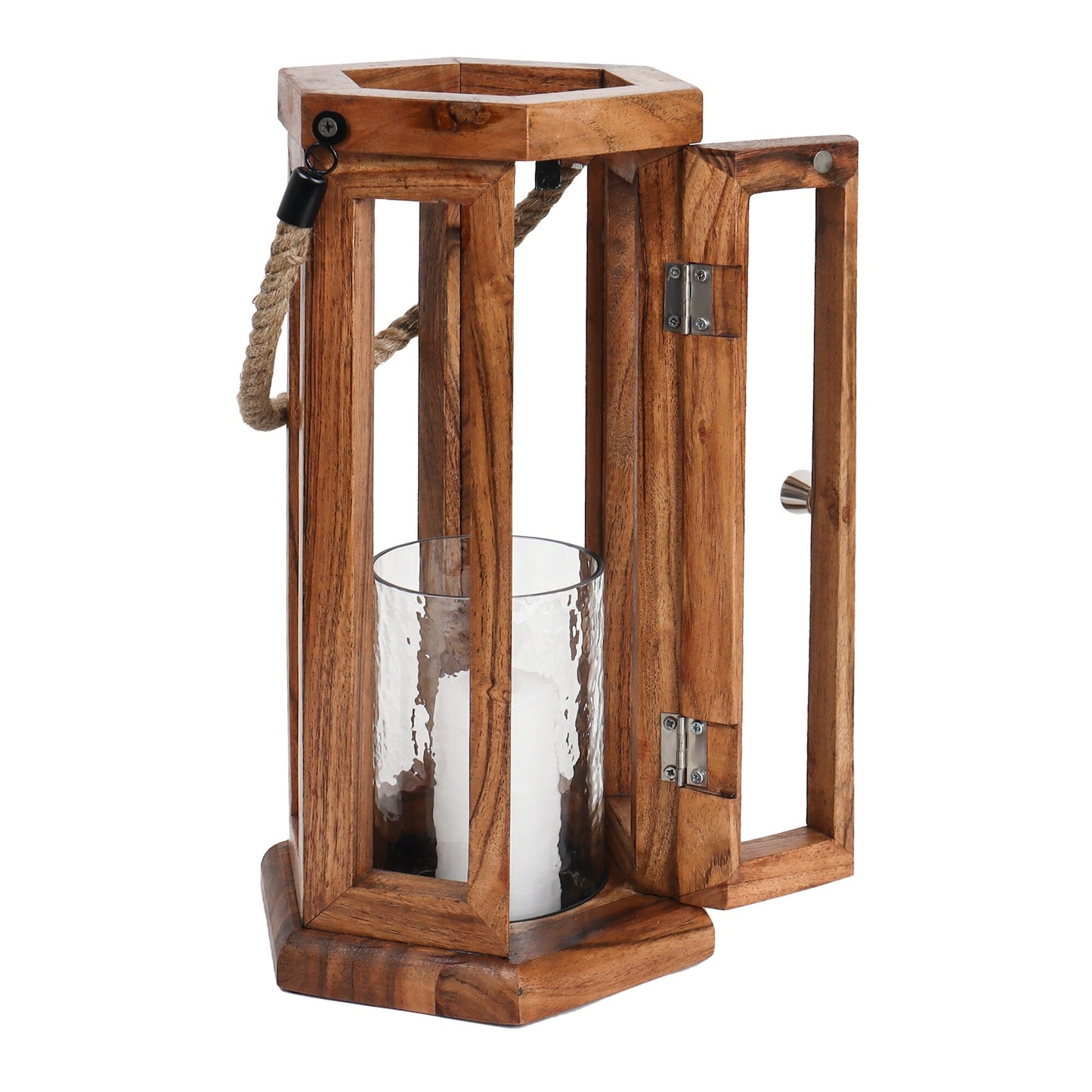 Wooden Lantern with Jute Rope - Large HX