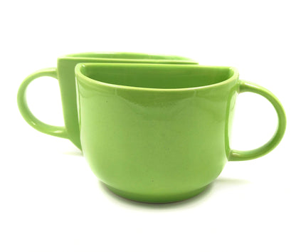 Unique Ceramic Coffee Mugs Cum Half Tea Cups (Set Of 2, Green)