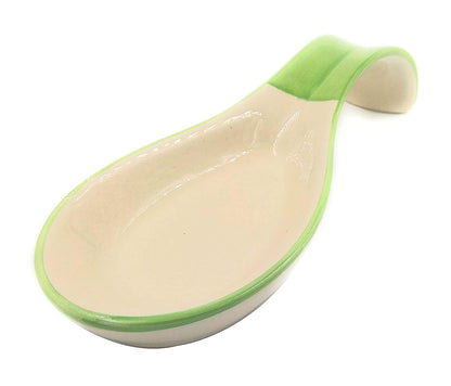 Ceramic Spoon Rest Hand Painted in Green