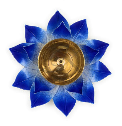 Lotus Kuber Diya Puja Oil Lamp - BLUE