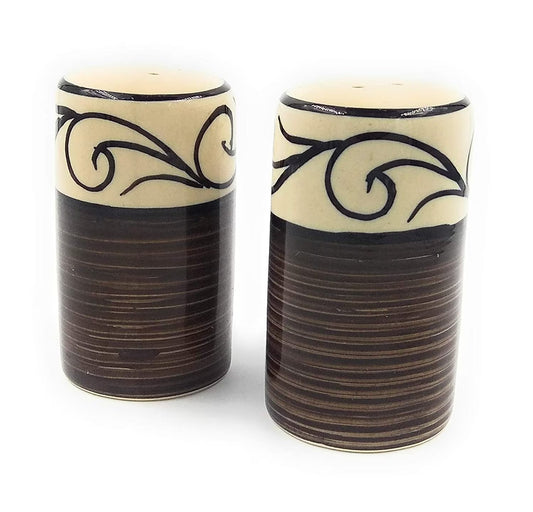 Ceramic Salt and Pepper Dispensers, Salt and Pepper Set - Handpainted, BR