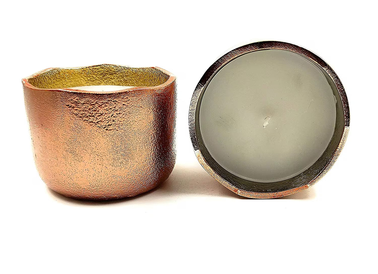 Aluminium Jar Candles, Set of 2 Rosegold Metal Candles