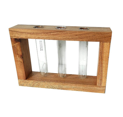 Wooden triple test tube planter