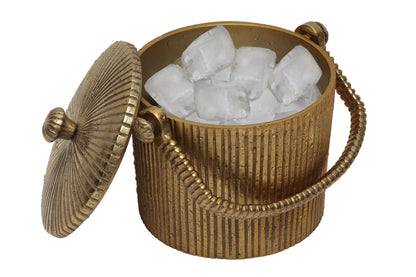 Aluminum Ice bucket with tong - Raw finish