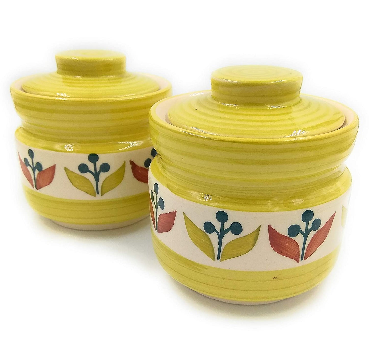 Earthenware Tea Jar - 2 Pieces, Multicolour