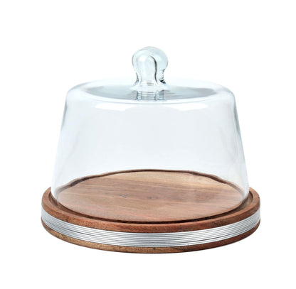 Rustic Cake Plate with Glass Cloche - 7.5 x 4.5 inch